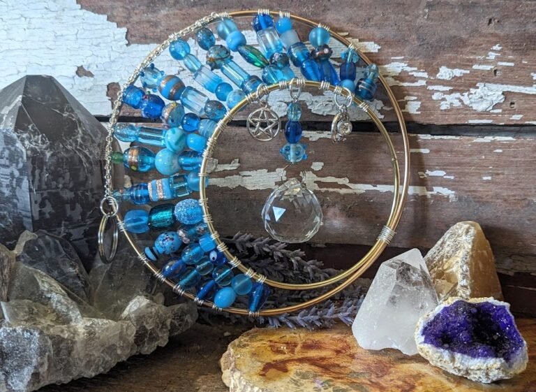 Blue Glass Moon Suncatcher